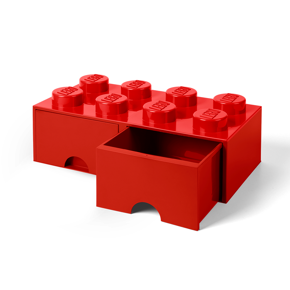 Lego 8-Stud Bright Red Storage Brick Drawer