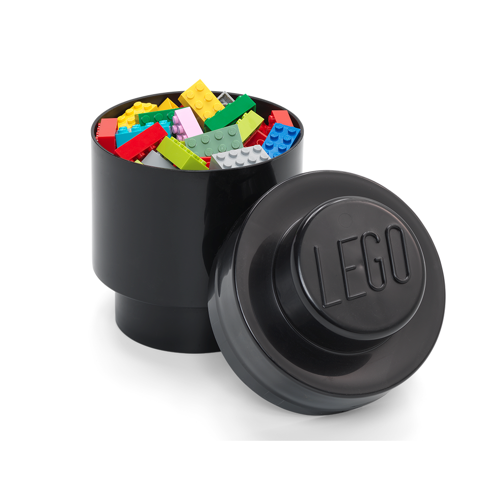 1-Stud Round Storage Brick – Black - Image 2